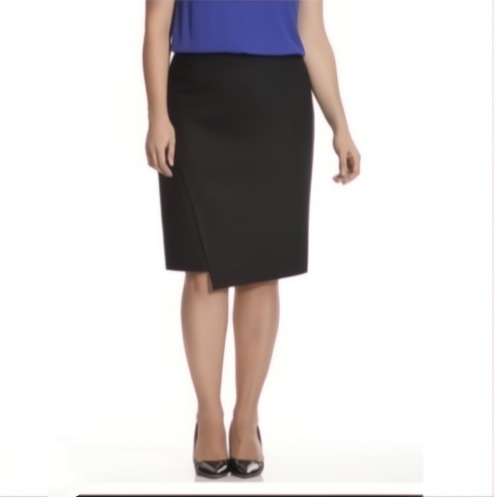 Lane Bryant Double Weave Stretch Faux Wrap Skirt 14